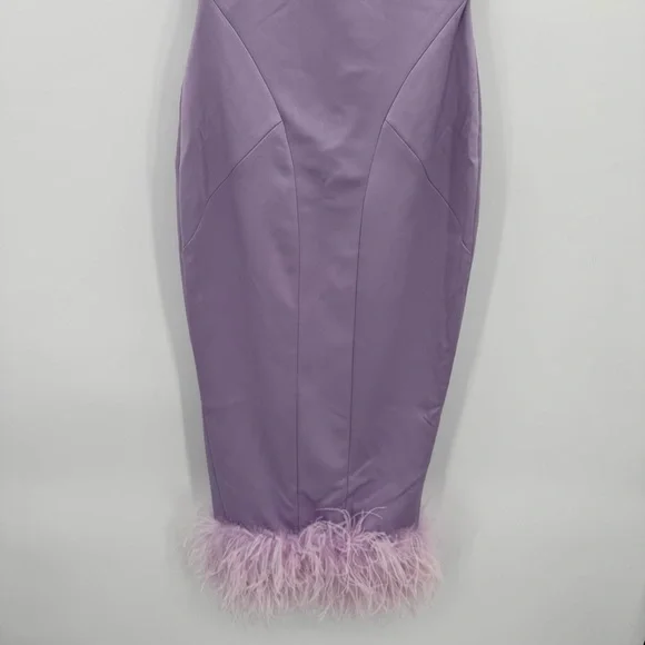 House of CB Lilac Feather-Hem Midi Dress - Picture 3 of 11